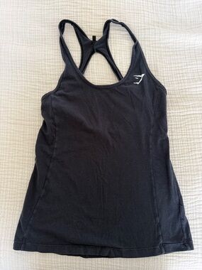Gymshark Black Racerback Tank with White Logo